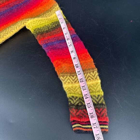 Alpaca Colorful Striped Cardigan Size Medium 100 Alpaca Wool - Picture 13 of 13